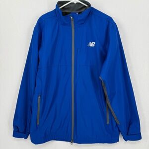 New Balance Mens Royal Blue Gray Mesh Lined Windbreaker Jacket Medium Midweight